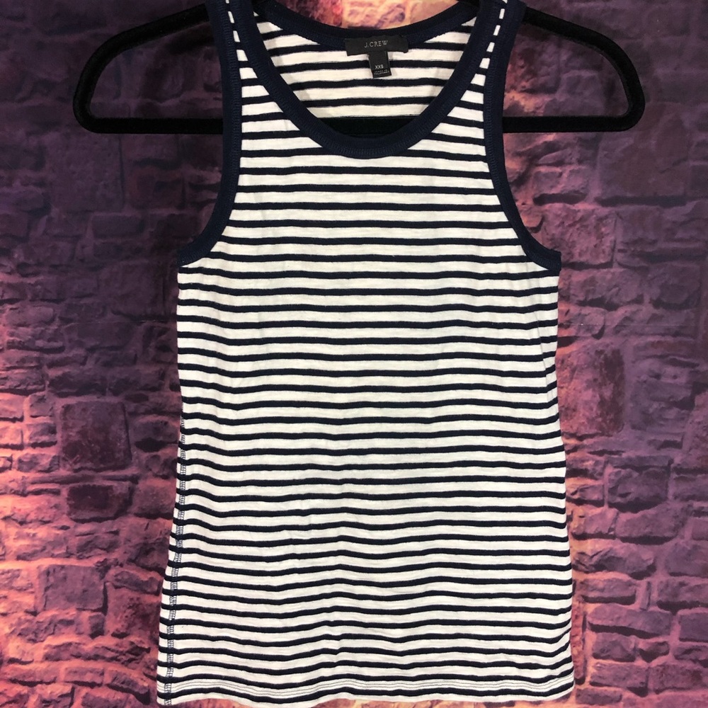 J crew tank top stripped white and navy xxs